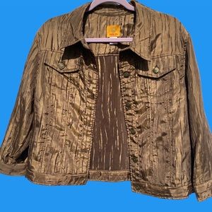 Metallic gold Ruby Rd denim style jacket Sz 16